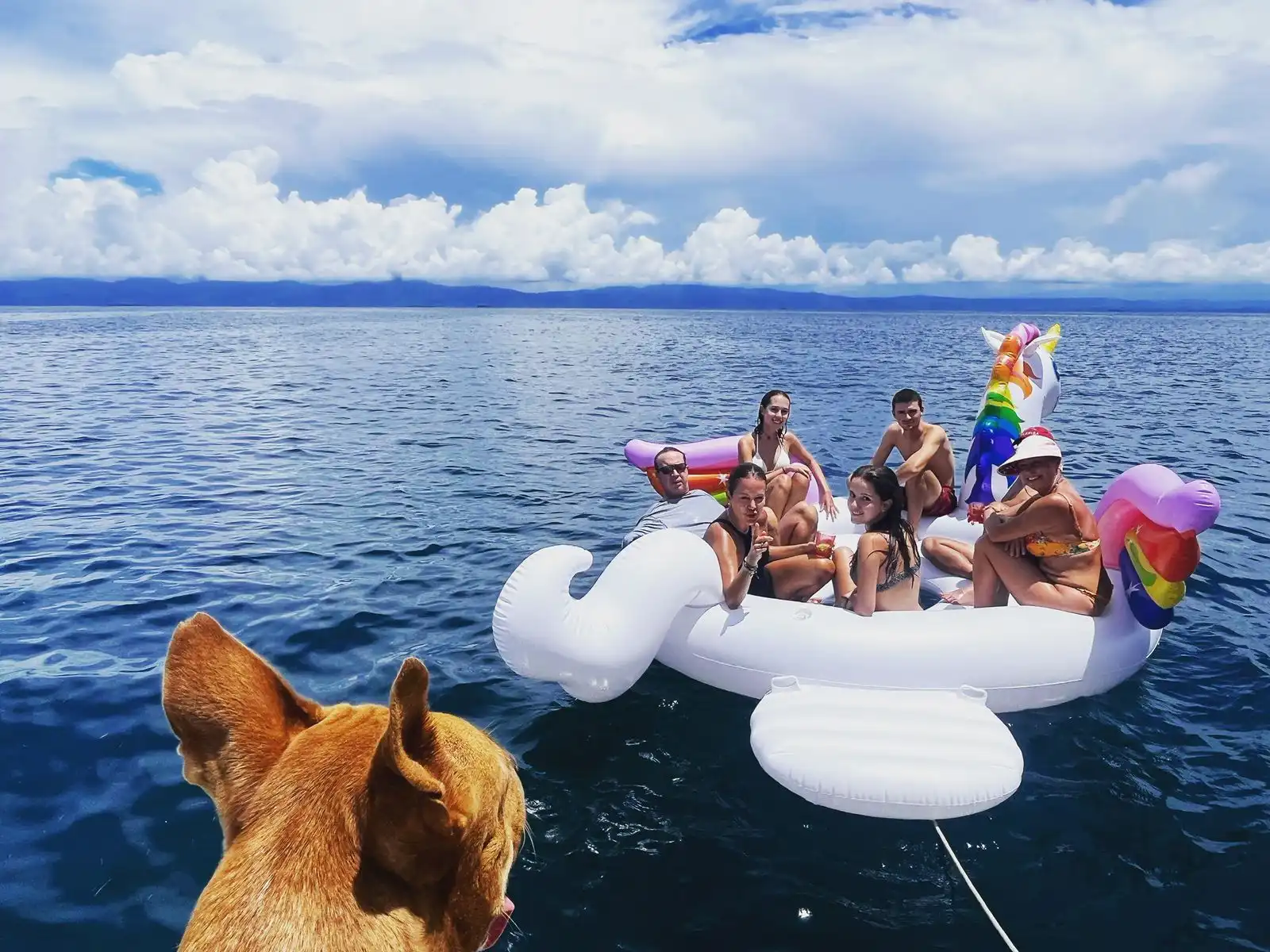 Pasajeros disfrutando de las aguas turquesas de San Blas